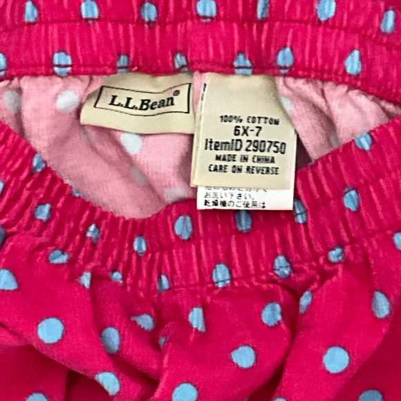 LL BEAN Girls Corduroy Ruffled Skirt 100% Cotton Pink Blue Polka Dot Size 6X-7 - Picture 4 of 4